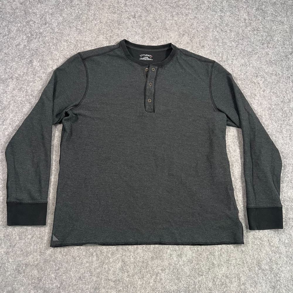 UNTUCKit Charcoal Gray Schrock Long Sleeve Thermal Henley Top Men's Size Large